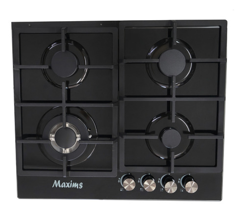 Parrilla De Gas 4 Quemadores Maxims Hbh4gs De Cristal Templado Incluye Campana De Cocina Maxims Hf6101aba Color Negro Y Horno De Microondas Empotrable.