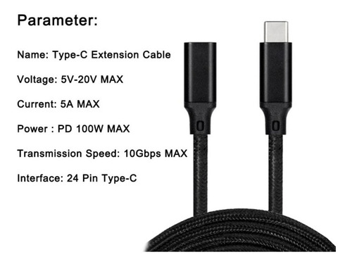 Imagem 2 de 4 de Cabo Extensor Usb-c 1 Metro