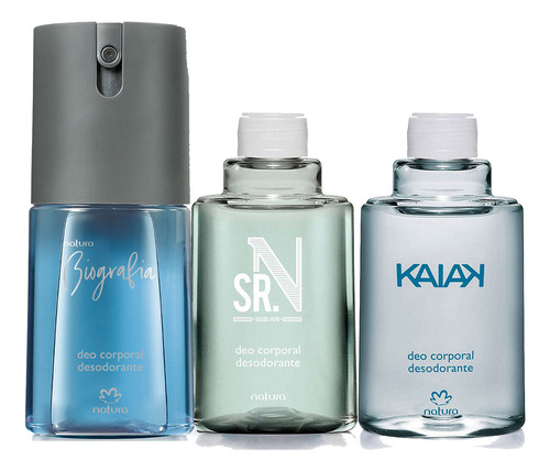 Kit Perfume Deo Corporal Masculino Biografia E Refil Kaiak Tradicional E Sr. N 100ml Natura