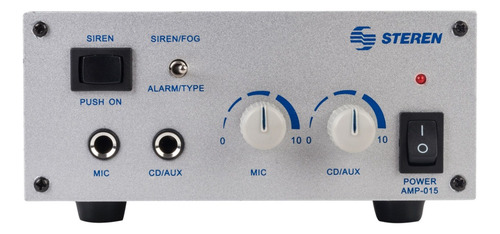 Amplificador Automotriz De Audio Steren Amp-015 15w C/sirena Color Plateado Potencia De Salida Rms 15 W