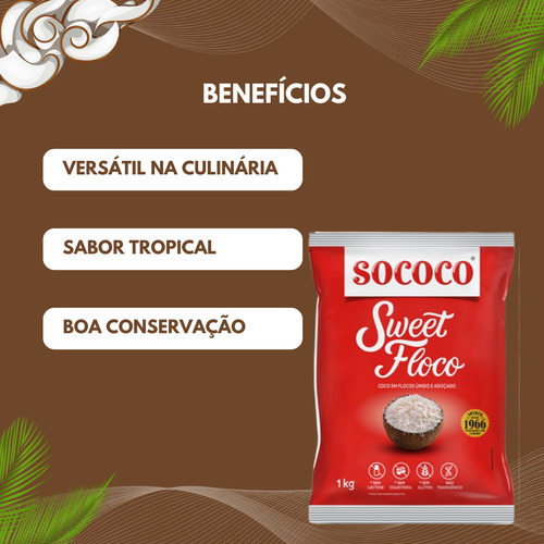 Coco Flocos Úmido Sweet 1kg - Sococo