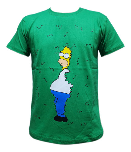 Remera Homero Simpson Arbusto 100% Algodón