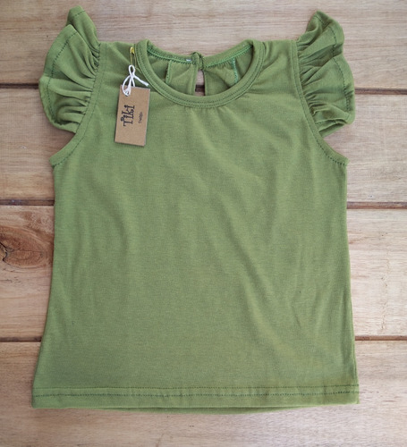 Remera Tiki Niña Infantil Verde Con Volados Talles 2 Al 12