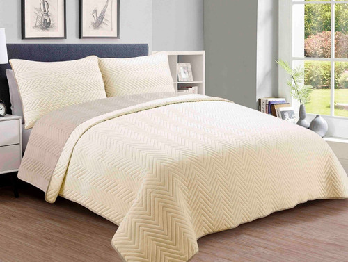 Imagen 2 de 8 de Cubrecama Cover King Size Reversible Suave Con Fundas Pp