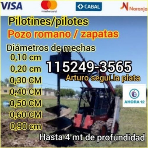 Imagen 4 de 5 de Zanjadora Alquiler Pilotines Y Pilotes Minipalas Bobcat