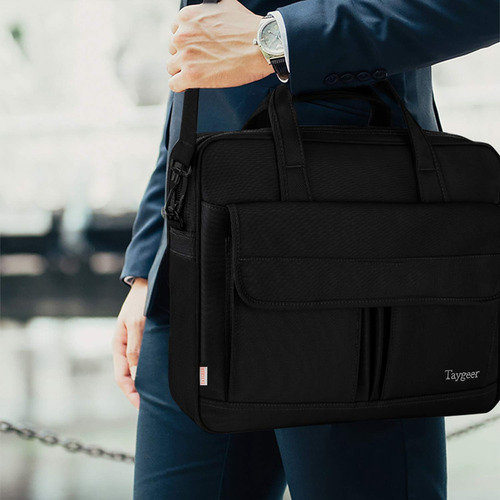 Pasta Para Notebook, Bolsa Notebook Para 15,6 Polegadas Masculina Impermeável E Acolchoada, Maleta Para Notebook Executiva Portátil Estilo Bandolera Acessórios Para Notebook Taygeer 1073 Cor Preto