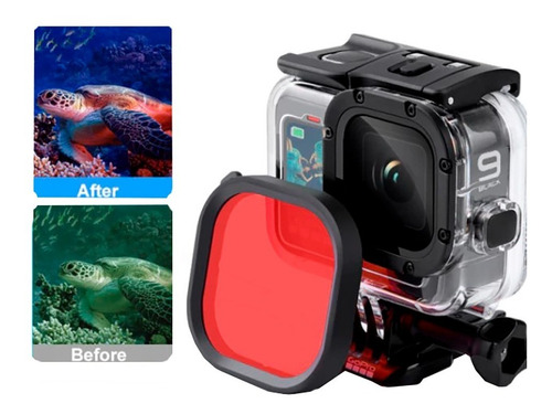 Filtro Rojo Compatible Con Go Pro Hero 10 Filtro Buceo Rojo
