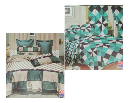 Imagen 8 de 10 de Colcha Set 7 Piezas + 2 Cortinas + Juego Sábanas