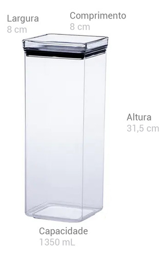 Kit 2 Potes Hermético Porta Mantimentos Com Tampa 1350ml