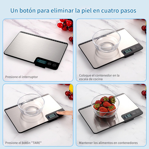 Báscula De Cocina Digital Acero Inoxidable Recargable 15kg