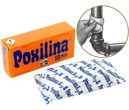 Poxilina - Masilla Bicomponente 70 Gramos Pega En 10 Minutos