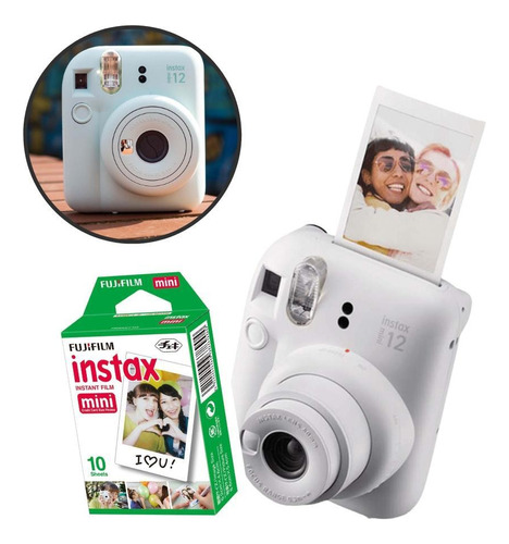 Câmera Instantânea Instax Mini 12 Branca + Filme De 10 Poses
