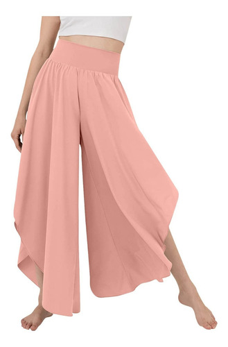 Falda Pantalon Larga Dama Color Sólido Irregular Dobladillo