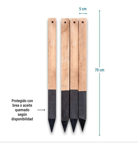 Estaca Cerco Poste Evita Autos Suban Veredas 100 Cm X6u Marrón Claro