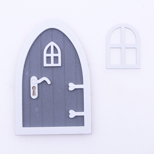 Casa De Muñecas De Madera Puerta En Miniatura Decoración