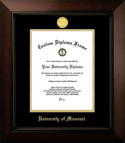 Diploma Relieve Tigres Universidad Missouri 8.5 X11  Negro/