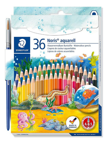 Lápis De Cor Staedtler Aquarelável Com Pincel 36 Cores