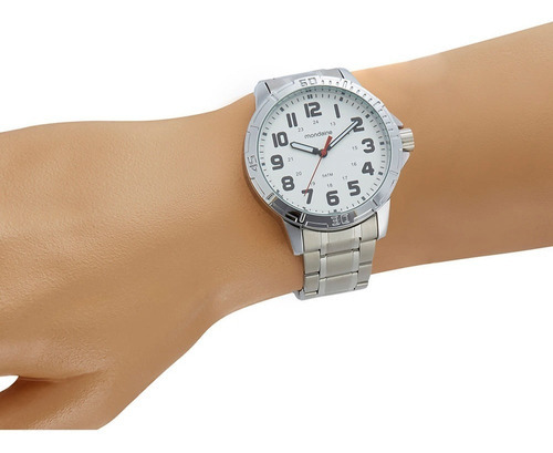 Relógio Masculino Mondaine Mostrador Branco Prata