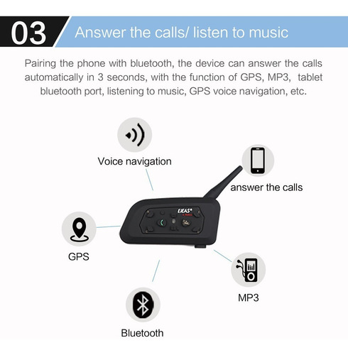 Imagen 5 de 10 de 2 Intercomunicadores Bluetooth Moto Ejeas V6 Pro - Nuevo