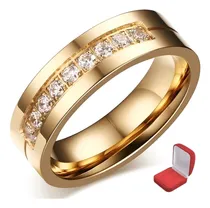 Comprar Aliança Anel Feminina Namoro Titânio Banhado A Ouro 18k