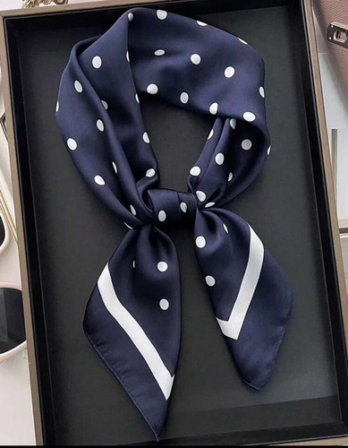Pañoleta Mascada Pañuelo Turbante Poliseda Pashmina Microsed Azul Marino Lunas Unitalla