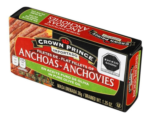 Pack De 12 Filete De Anchoas Crown Prince Aceite Oliva 56 Gr