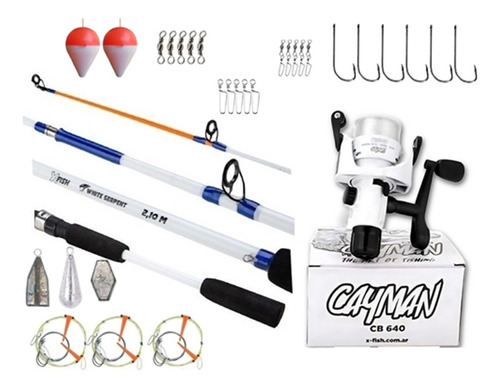 Combo Variada Caña 2.40mt + Reel + Nylon + Accesorios Oferta