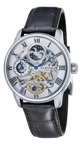 Reloj De Pulsera Earnshaw Hombre Longitude Classic White Correa Negro