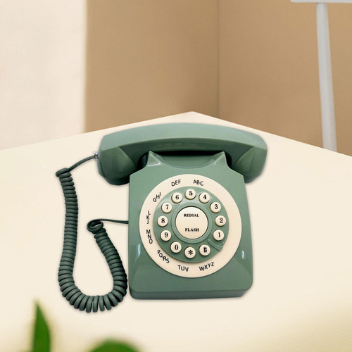 Teléfono Fijo De Estilo Vintage Con Botón Pulsador,