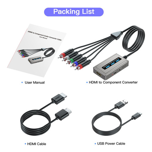 Conversor Hdmi De Dois Componentes Bcrokory 1080p Com Função