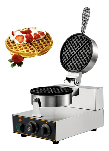 Vevor Máquina Waflera Waffles Gofre Industrial Antiadherente Color Plateado