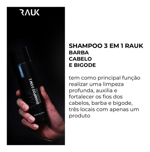 Kit Shampoo Masculino E Condicionador 3x1 Masculino Rauk