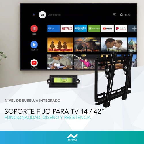 Soporte Nictom Sp02 De Pared Para Tv/monitor De 14 A 42 Color Negro