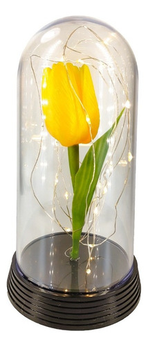 Luminária Tulipa Encantada Presente Para Namorada Cor da cúpula Amarelo Cor da estrutura Preto