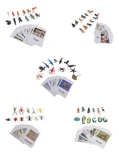 60x Montessori Juguetes De Animales De Con Tarjetas A