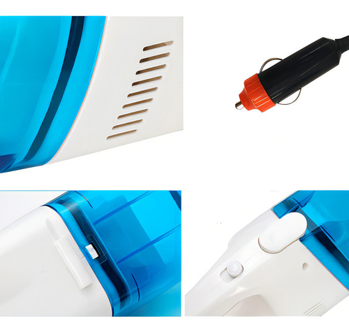 Aspiradora De Mano Auto 12v Portatil Ligera Premium Color Blanco Y Azul