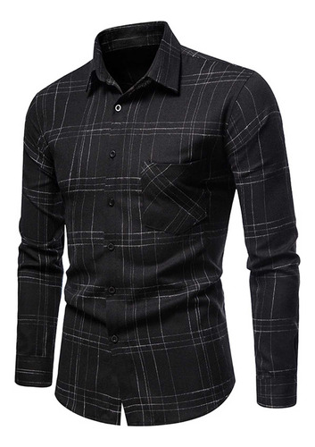 Nueva Camisa A Cuadros De Moda Para Hombre, Manga Larga, Bot