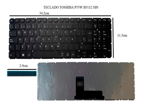 Teclado Toshiba P55w B5112, P55t-c, P55t-c, 5114 P50 Sin Fra
