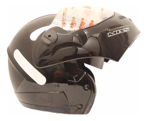 Imagen 2 de 6 de Casco Mixs Captiva Rebatible Con Lentes Negro Brillo