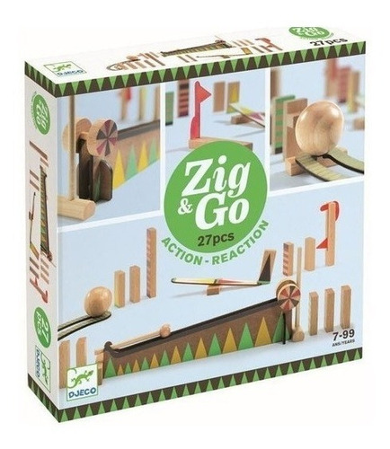 Zig & Go Big Ball Juego De Reacción En Cadena 27 Pc Djeco