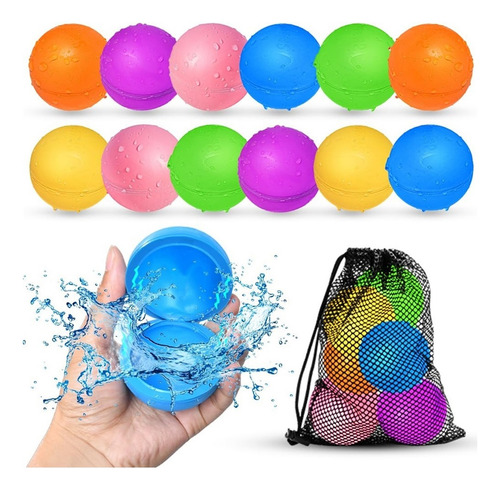12pcs Reutilizable Globos Agua Silicona Bolas Llenado Rápido