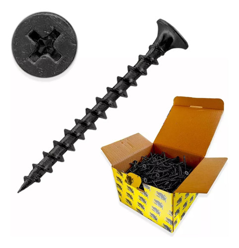 350 Tornillo Volcanita Negro 8 X 2 1/2  Pulgadas 1kg