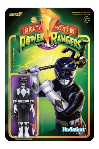 Mighty Morphin Power Rangers Reaction Black Ranger Super 7