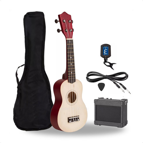 Ukelele Electroacustico + Ampli + Afinador + Funda + Cable