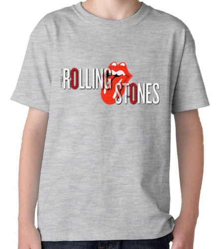 Remera Gris Niño Sublimada Personalizada The Rolling Stones