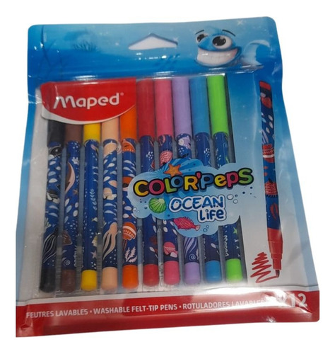 Rotuladores Lavables Maped Ocean Life Decorados C/12pzs