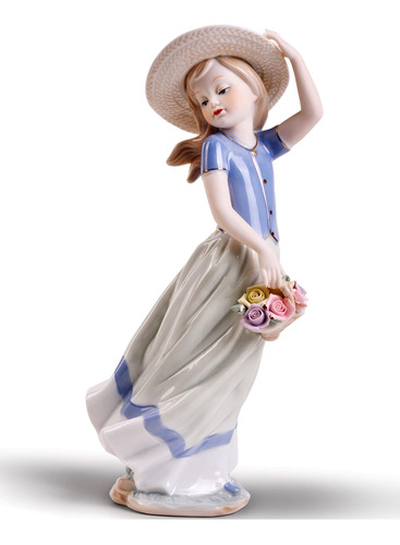 Mtme Figura Porcelana Flor Estatua Esculpida Manualidad Arte