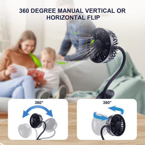 Ventilador De Cochecito V8, Portátil Y Cristalino, 3 Ajustes