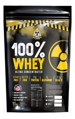 Suplemento em pó Nuclear Labs  Premium Whey Protein 100% proteínas Whey Protein 100% sabor  morango em pacote de 2000g