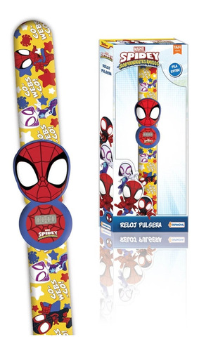 Reloj Spiderman Pulsera Digital Con Personaje 3d Color De La Malla Amarillo Color Del Bisel Rojo Color Del Fondo Amarillo